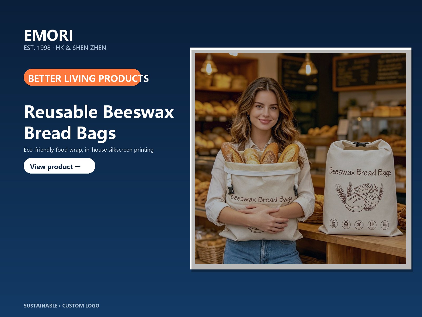 Emori Reusable Beeswax Bread Bags — promotional product