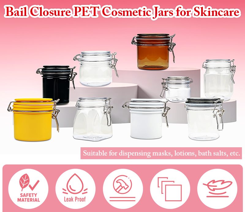 Bail Closure PET Cosmetic Jars for Skincare detail 1