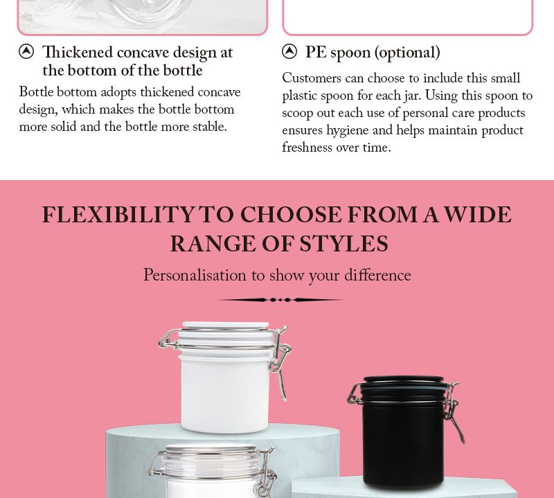 Bail Closure PET Cosmetic Jars for Skincare detail 8
