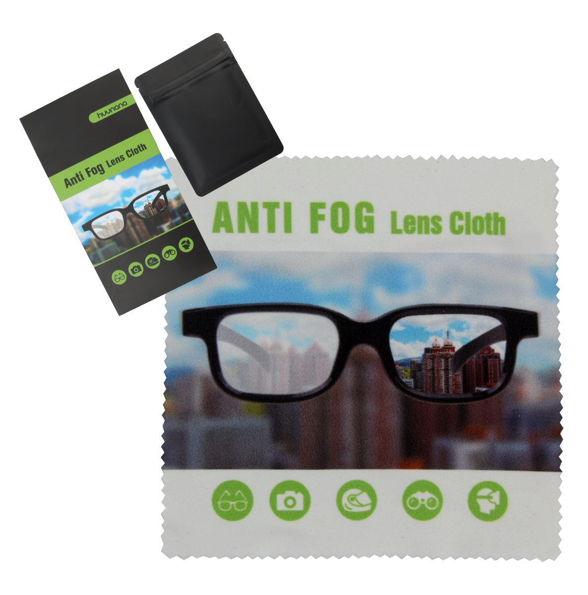 Anti-fog Lens Cloth（+Black Laminated Plastic Bag + Paper Case ）