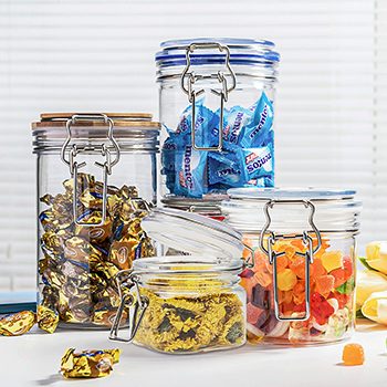 PET Seal Jar With Hinged Lid